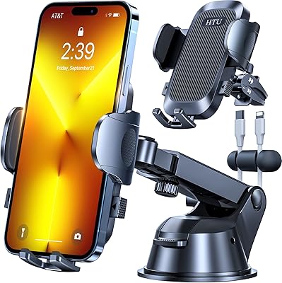 Support de téléphone portable de voiture 【base d'aspiration forte ne tombe jamais】support universel