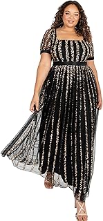 Maya deluxe robe pour femme robe longue pour événements paillettes longues col
