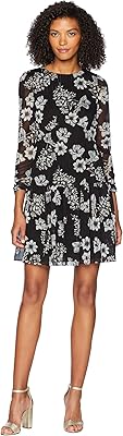 Robe en mousseline imprimée taille basse pour femme