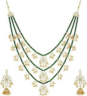 Aheli ethnique couches fausses perles kundan collier boucle d'oreille ensemble indien. Diaytar : Parce que bien acheter, c'est économiser