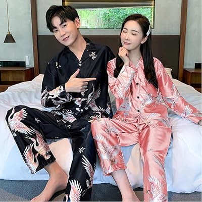 Ensemble de pyjama en satin, ensemble de vêtements de nuit pour couple, ensemble