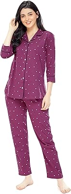 Ensemble chemise de nuit, chemise et pyjama en coton à imprimé cœur