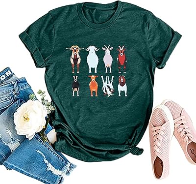 Fashgl chèvres chemise femmes drôles animaux de la ferme chemises mignon huit chèvres
