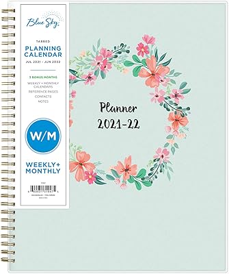 Cahier de planification hebdomadaire et mensuelle blue sky pour l'année scolaire 2021-2022, 8,5"
