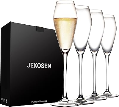 Flûtes à champagne jikosen 8 oz, lot de 4, cristal transparent 100 %