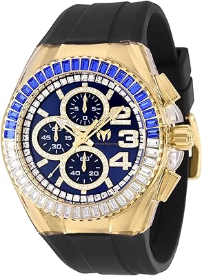 Montre chronographe à quartz à cadran bleu cruz pour homme, tm-121016, bracelet