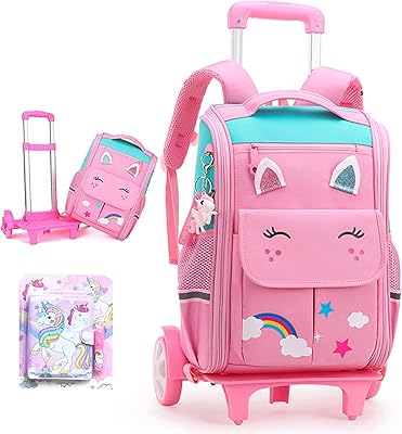 Sac à dos pour l'école, sac à roulettes avec roulettes et double poignée