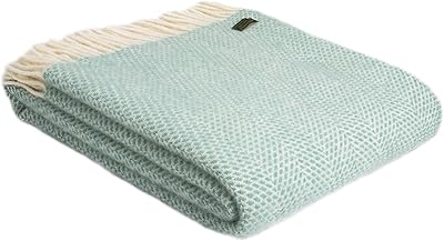 Couverture en pure laine tweedmill textiles - ocean beehive - 150 x 183