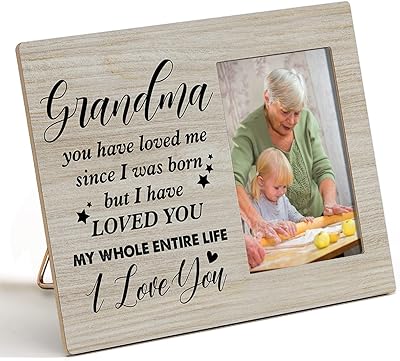 Cadre photo en bois pour grand-mère au design rustique avec la phrase