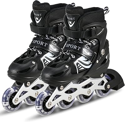 Chaussures de patins à roulettes réglables pour enfants, chaussures de skate d'extérieur
