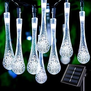 50 led guirlande solaire extérieure lumières 7m-24ft gouttes d'eau étanches avec 8 modes