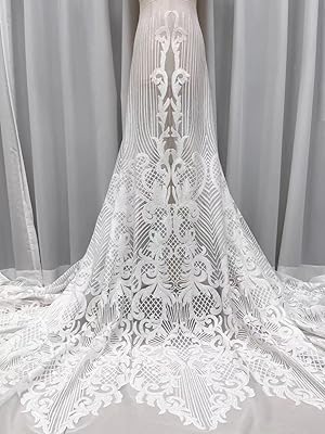 Tissu africain en dentelle perlée de 3 mètres, dentelle française, tulle, dentelle perlée