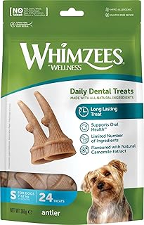 Gâteries quotidiennes naturelles à mâcher wamziz pour petits chiens par antler, 24 pièces