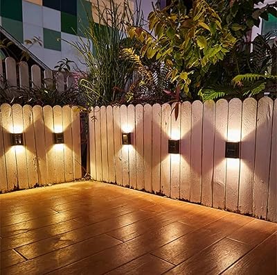 4 pièces applique murale solaire automatique led étanche pour porche, patio, jardin, paysage extérieur, porche, clôture (chaud). Diaytar Sénégal : Votre guichet unique pour tous vos achats