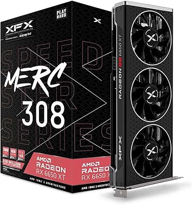 Carte graphique de jeu xfx speedster merc308 radeon rx 6650xt, noire avec 8