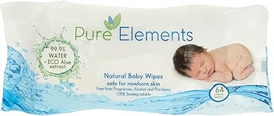 Lingettes à l'eau naturelle pure elements avec aloe vera, pack économique 4 x