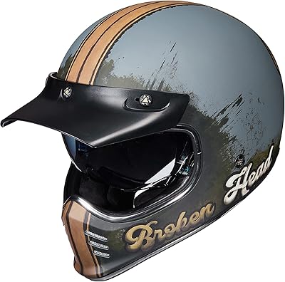 Casque de moto intégral classique elm pour hommes adultes avec visière intérieure compatible