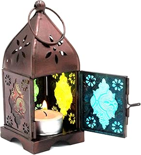 Lampe bougie marocaine faite à la main avec verre (1305) 14 x 6,5