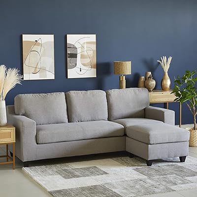 Canapé home box cooper avec pouf, gris - 221x146x86 cm