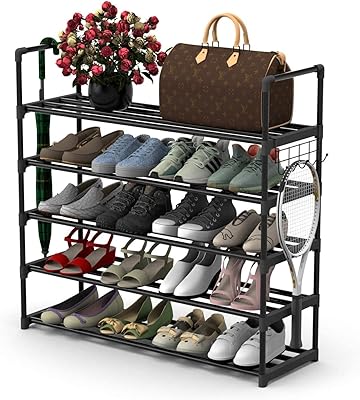 Home pet étagère à chaussures en métal 5 ​​niveaux organisateur de rangement réglable
