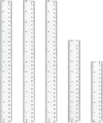 Règle droite en plastique transparent 6/8/12 pouces (15/20/30 cm) ensemble d'outils de mesure