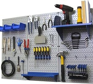 Panneau perforé de commande murale avec fentes, kit d'organisation de panneau perforé en métal standard de 4 pieds - panneau perforé gris avec fentes et accessoires de panneau perforé bleu. Redéfinissez vos attentes shopping avec Diaytar