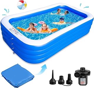 Piscine gonflable familiale liodux, piscine gonflable épaissie pleine grandeur pour enfants, tout-petits, adultes