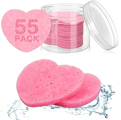55 pièces d'éponges compressées pour le visage pour esthéticiennes, éponges nettoyantes et exfoliantes