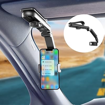 Un support téléphone de voiture fixé au pare-soleil, rotatif à 1080 degrés, fixé