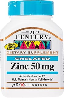 Comprimés de zinc chélaté 50 mg du 21e siècle, 110 comprimés