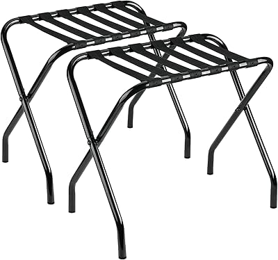 Porte-bagages pliable en acier olimart 2 pièces, porte-bagages de chambre d'amis, porte-bagages