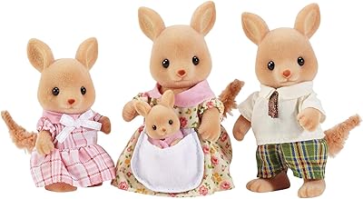 Calico critters, kangaroo family hopper, poupées et figurines de maison de poupée, jouets