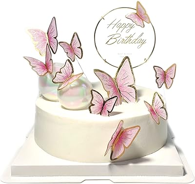 11 pièces décoration de gâteau d'anniversaire papillon métallique doré décorations de gâteau d'anniversaire