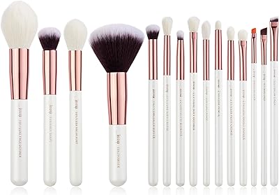 Jessup professional makeup brush set de 15 pièces en blanc nacré et or
