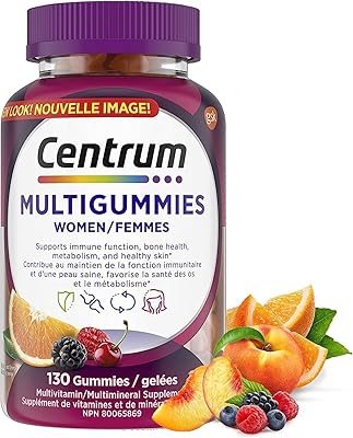 Gommes multivitaminées centrum pour femmes (130 unités, saveur cerise, baie, orange)