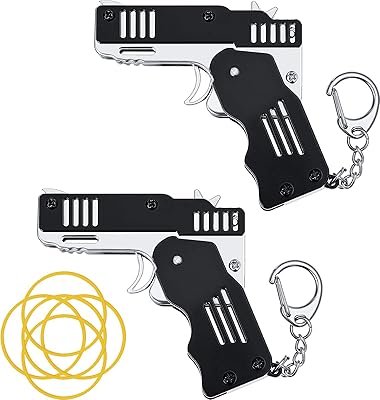 Petit pistolet pliable en caoutchouc avec porte-clés pour jeux et activités de plein