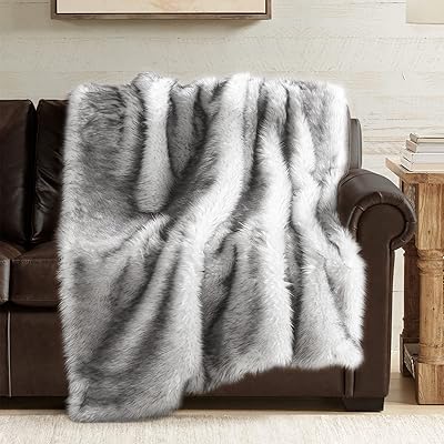 Couverture en fausse fourrure hideline pour cadeau, couvertures moelleuses grises de luxe