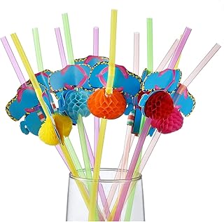 The white shop 50pcs pailles jetables en plastique tropical décorations de cocktail