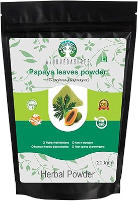 Poudre de feuilles de papaye ayurvedashri 200 g | séchées à partir de feuilles vertes fraîches, bonnes pour faire du thé et des extraits de jus, 100 % poudre de feuilles (sans fruits et sans pépins) | sans ogm, végétarien | à base de plantes et naturel. Trouvez tout ce dont vous avez besoin sur Diaytar Sénégal