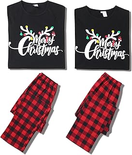 Pyjamas de noël assortis pour couples, ensembles de pyjamas de noël classiques à