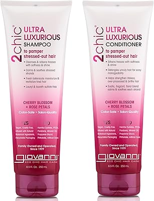 Ensemble shampoing et après-shampooing ultra luxueux giovanni 2 chic, fleur de cerisier
