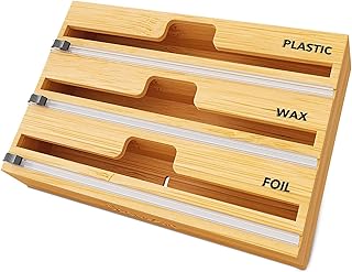Distributeur de rouleaux de cuisine mixdi en bambou avec cutter support de rouleau