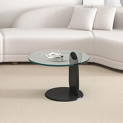 Table d'appoint de luxe en bois à bord rond en verre trempé du