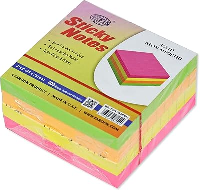 Cahier adhésif fis® 3x3 pouces paquet de 4 règle 4 couleurs