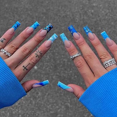 Hcanler faux ongles à pression en forme de cercueil en acrylique français couverture