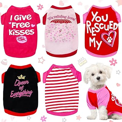 Tomface lot de 5 chemises pour petits chiens avec lettres amusantes imprimées