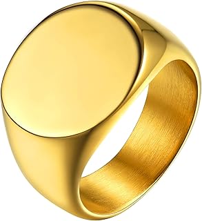 Goldchic jewelry bagues personnalisées pour hommes/femmes, lettre carrée/ovale en acier inoxydable audacieuse/bague initiale