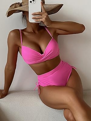 Maillot de bain bikini taille haute dsuban teens (couleur : rose vif, taille : xl). Diaytar : Des prix mini pour un service maxi