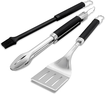 Ensemble d'outils pour barbecue weber precision, 3 pièces, acier inoxydable