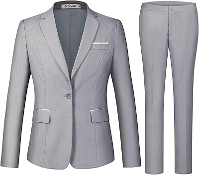 Costume deux pièces pour femme, revers cranté, un bouton, coupe ajustée, costume